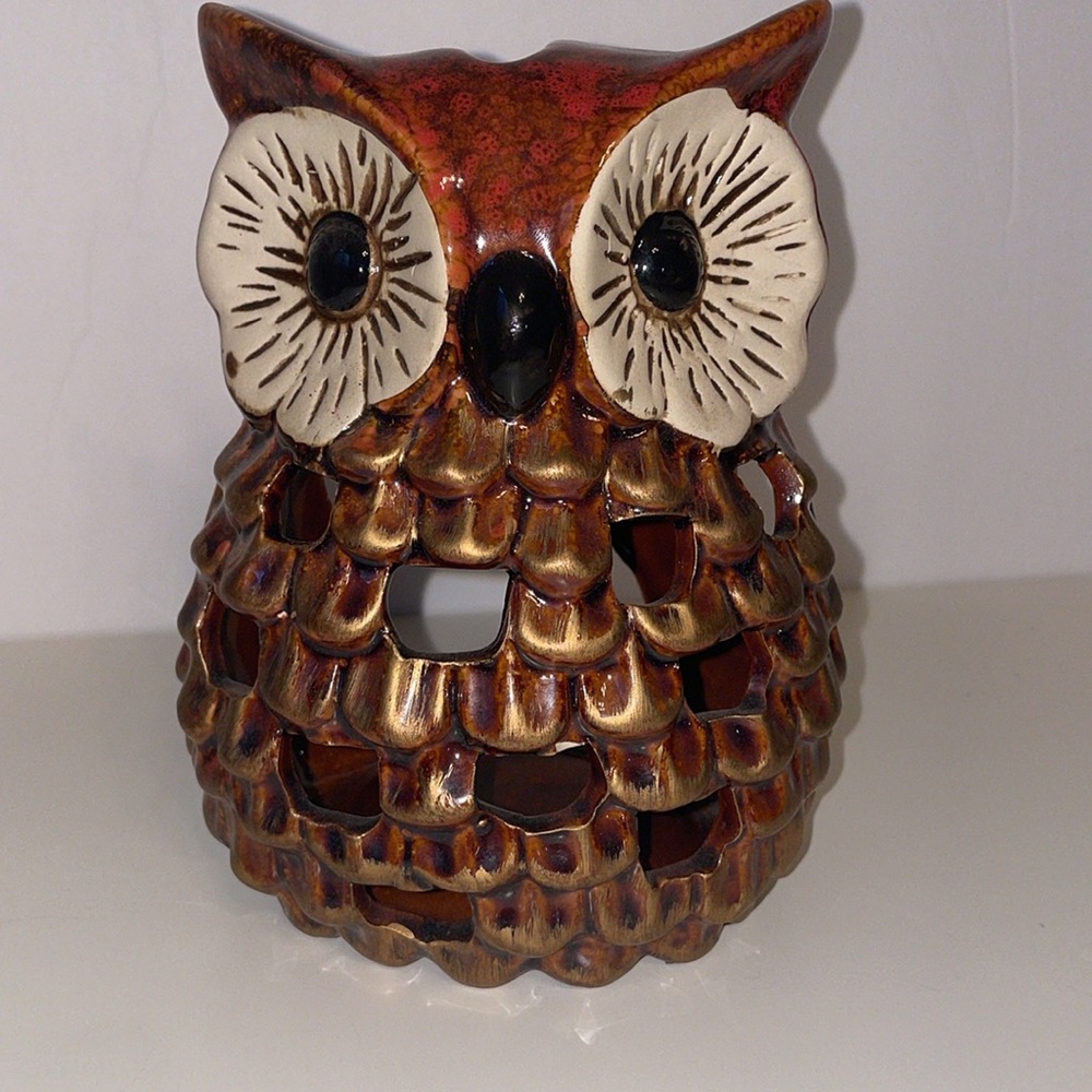 Ceramic OWL Votive Tea Light Candle Holder Lantern